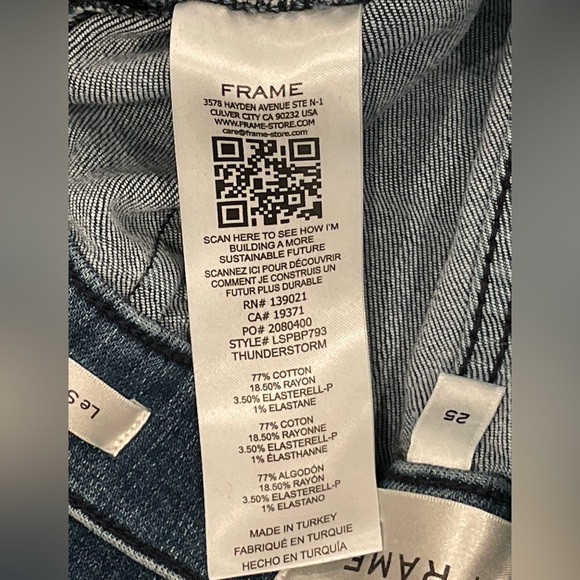 Frame NWOT Le Slim Palazzo Patch Jeans, thunderstorm, zip, stretch, 25 - Picture 13 of 13